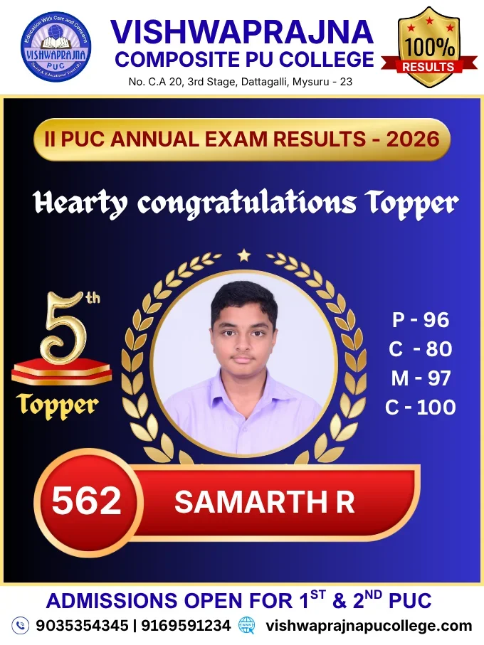 5th Topper – Samarth R – 562/600
